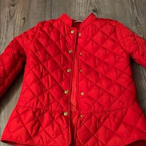 Crown & Ivy Vibrant Red Quilted Jacket with Gold Accents